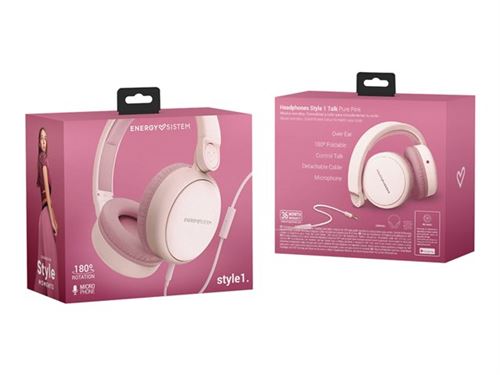 Energy Style 1 Talk - Écouteurs avec micro - circum-aural - filaire - jack 3,5mm - rose pur