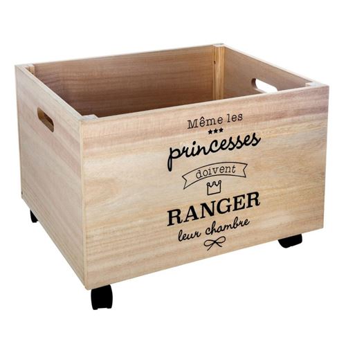Boîte de Rangement à Roulettes Princess 50cm Naturel