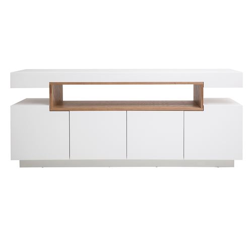 Buffet design blanc mat et niche en bois LIVO