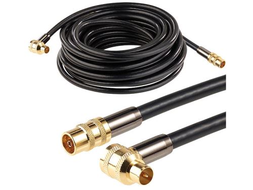Câble antenne coaxial HDTV Premium 105 dB à connecteur coudé 90° - 10 m