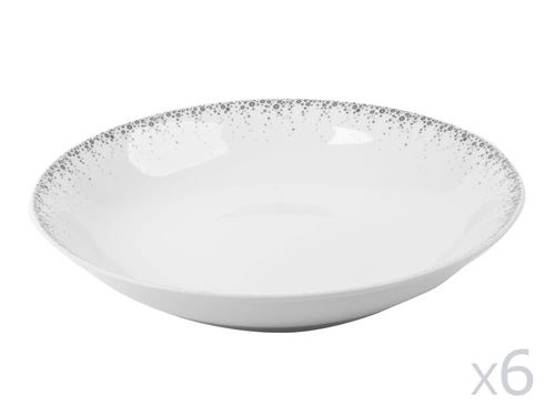 Assiette creuse en porcelaine D20cm gris - Lot de 6 BOREALIS