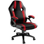 TECTAKE Chaise de bureau à forme ergonomique noir/rouge