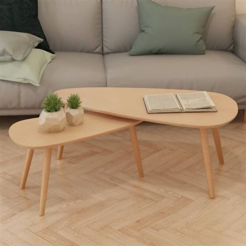 Vidaxl Marron Ensemble De Tables Basses 2 Pcs Bois De Pin Massif - Image 3