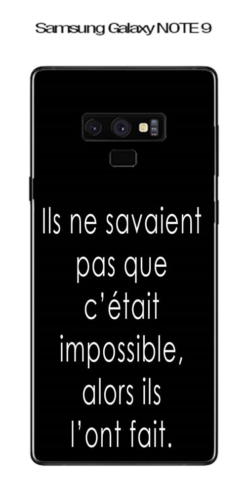 Coque Samsung Galaxy Note 9 design Citation Ils ne savaient pas Texte blanc fond noir