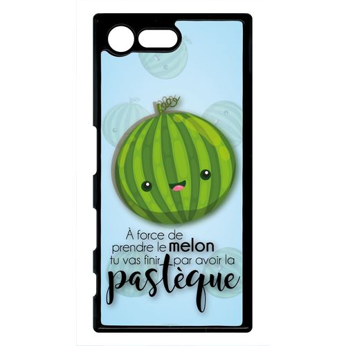 Coque xperia x compact mini force de prendre le melon tu vas finir par avoir la pastque fond bleu pale