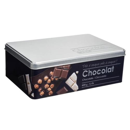 Boite alimentaire - Relief II - tablette de chocolat - 20.2 x 13.2 x 6.7 cm - Fer et étain - Noir