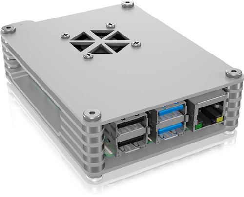 ICY BOX Raspberry Pi 4 Boîtier en Aluminium avec dissipateur Thermique Argenté