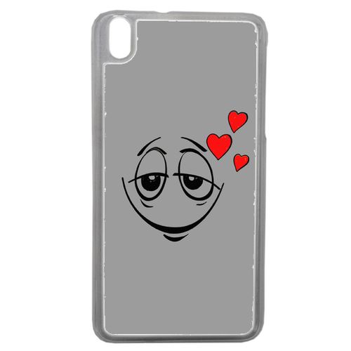 Coque Smiley Amoureux Fond Gris Compatible Htc Desire 816 Transparent