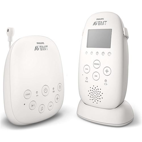 Philips AVENT SCD723/26 Babyphone DECT - Mode Smart ECO, Ecran LCD, Socle de charge, Alerte vibration et pleure, Mode nuit