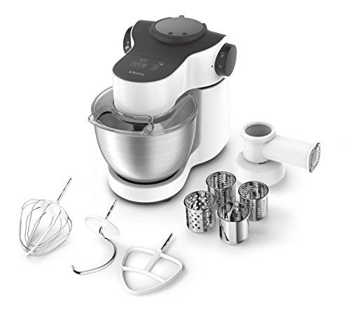 Krups ka2521 robot de cuisine master perfect, 4 l, 700 w, avec accessoires, acier inoxydable blanc
