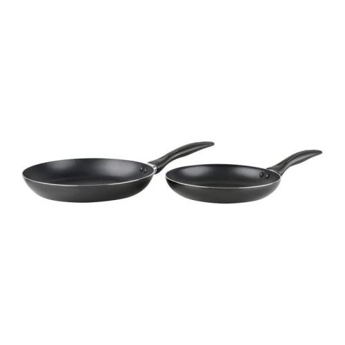 CREALYS 524875 - Lot de 2 poeles - Aluminium - Ø 22 / 26 cm - Tous feux sauf induction - Noir