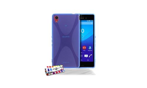 Coque + 3 Films XPERIA M4 AQUA Le X Bleu