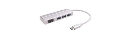 Usb-c to vga female 3 x usb3.0 a female, silver aluminium casing, vga support max resolution up to 1920*1080p 60hz