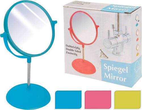 Miroir de maquillage double face sur pied 20,5x31,5cm 3ass.