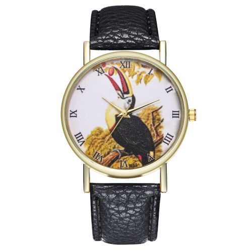 Mâle grande gueule illustration animal net montre à quartz rouge montre étudiant T252-Anoir