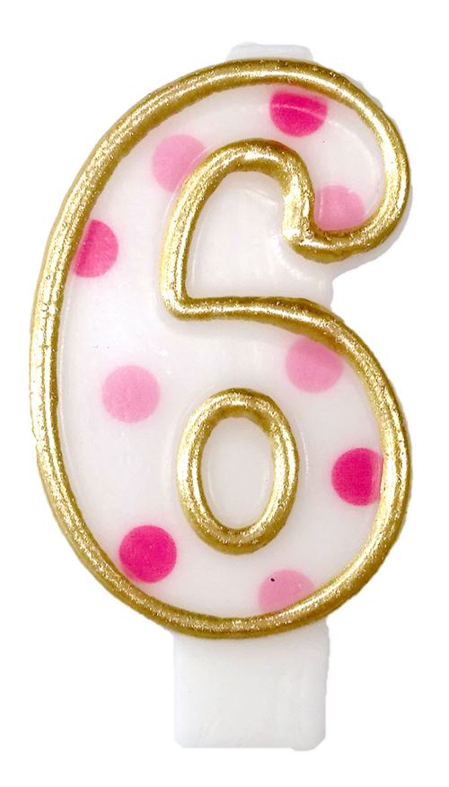 Nummerkaars 6 ans rose
