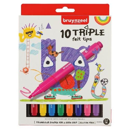 Stylos Feutres Triple Bruynzeel 10 pièces
