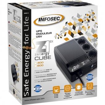 Onduleur 3 prises Infosec Z1 ZenCube EX 600 Noir et blanc