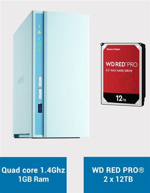QNAP TS-230 Serveur NAS WD RED PRO 24To (2x12To)