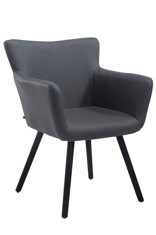 Chaise de salle à manger avec accoudoirs Antwerpen en similicuir , Gris/Bois de chêne Noir