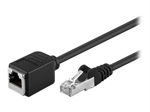 PremiumCord - Câble d'extension de patch - RJ-45 (F) pour RJ-45 (M) - 3 m - paire torsadée écrantée (F/UTP) - CAT 5e - moulé, rond, sans crochet, bloqué - noir