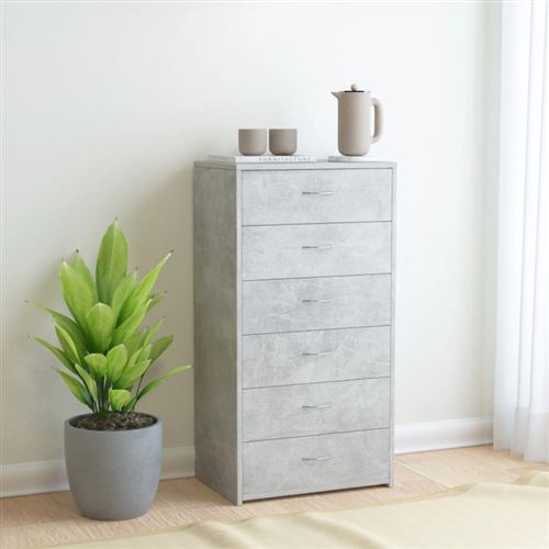 VidaXL Buffet avec 6 tiroirs Gris béton 50x34x96 cm Aggloméré