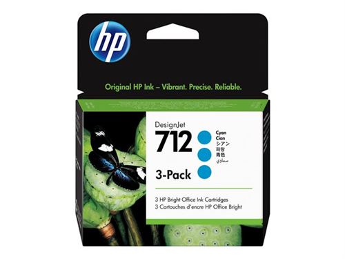 HP 712 - 3 - 29 ml - cyaan - origineel - DesignJet - inktcartridge - voor DesignJet Studio, T210, T230, T250, T630, T650