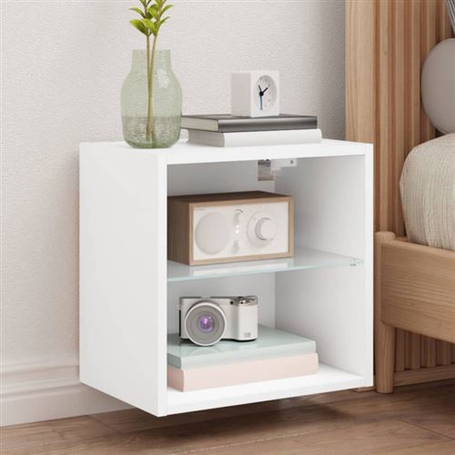 VIDAXL - Table de chevet murale - LED - Blanc - Image 3