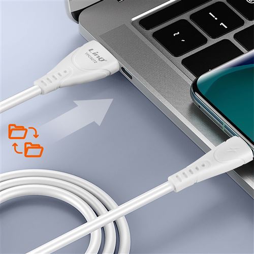 âble Geek Monkey - vers USB-C - charge rapide 3A - 1 mètre - Blanc