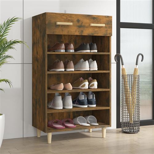 Non Communiqué Marron Vidaxl Meuble À Chaussures Etagère De Rangement Armoire À Chaussures Support À Chaussures Range-Chaussures Chêne Fumé 60X35x105 Cm Bois D'ingénierie