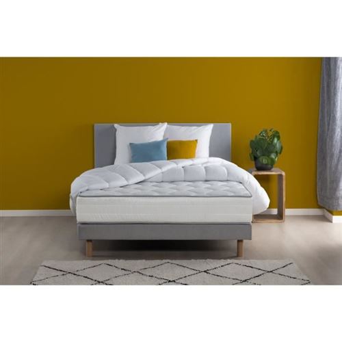 DEKO DREAM - Pack Complet MALIN Matelas 140 x 190 cm + sommier + couette + 2 oreillers