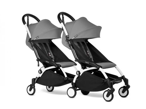 Babyzen - Poussette double YOYO 2 cadre blanc 6+ gris