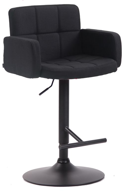CLP Tabouret de bar Los Angeles tissu avec pied en métal , Noir /Noir