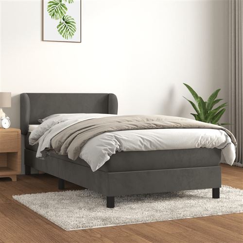 vidaXL Sommier à lattes de lit avec matelas Gris foncé 100x200 cm3127356
