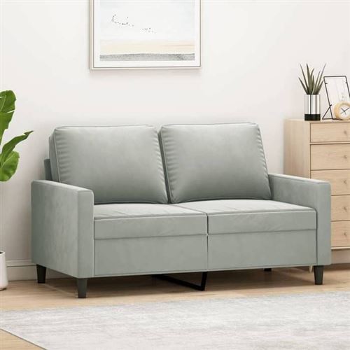 VIDAXL - Canapé 2 places - Velours - Gris clair - 120 cm - Image 2