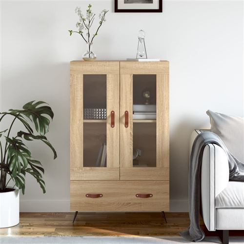 VidaXL Buffet Haut, Armoire Avec Portes Et Pieds, Meuble De Rangement Organisateur De Salon Salle De Sejour Moderne Gris Beton Bois D Ingenierie