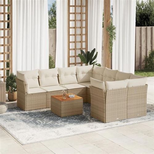 Non Communiqué Beige Vidaxl Salon De Jardin Modulable - 9 Pièces - Résine Tressée - 8 Personnes