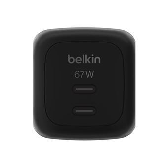 Belkin BoostCharge Pro - Adaptateur secteur - GaN - 67 Watt - Fast Charge, PD 3.1/PPS - 2 connecteurs de sortie (2 x USB-C) - noir - 1