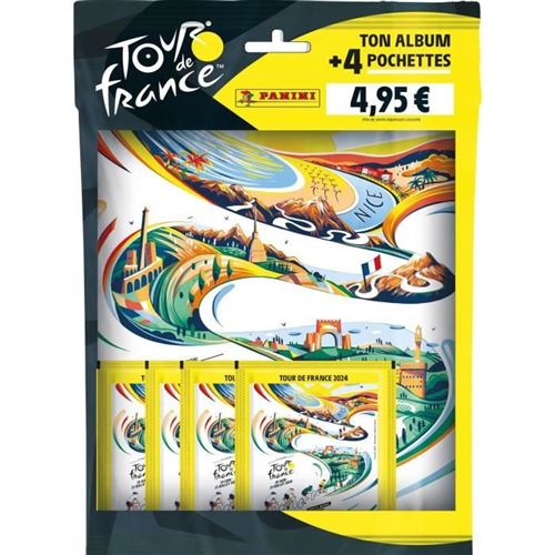 Pack de démarrage - Collection officielle Tour de France 2024 - Contient l'album + 4 Pochettes de 5 stickers