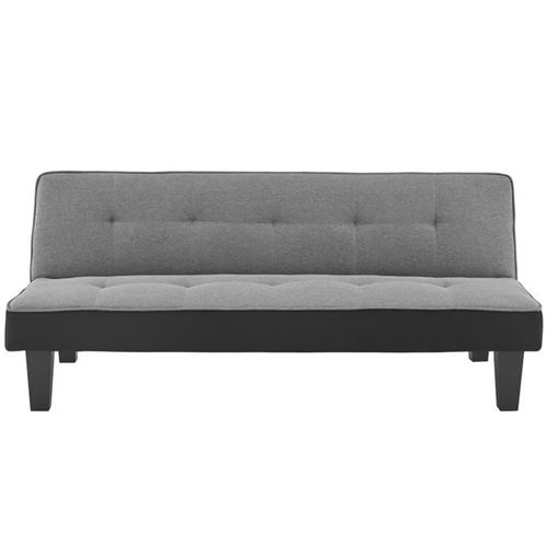 CELIA Banquette Clic-Clac 3 places contemporain capitonne - Tissu gris et noir - L 168 x P 73 x H 71 cm