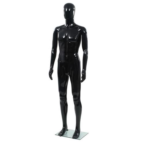 Non Communiqué Homme Noir Mannequin - Vidaxl - Corps Complet - Brillant - 185 Cm - Base En Verre