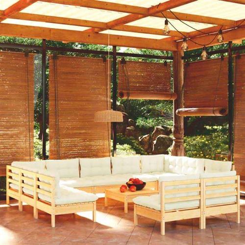 Non Communiqué Bois Salon De Jardin Modulable Vidaxl Beige 2 Pieces 12 Personnes