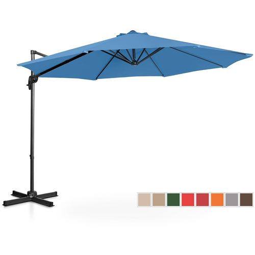Uniprodo Parasol déporté - Bleu - Rond - Ø 300 cm - Inclinable et pivotant