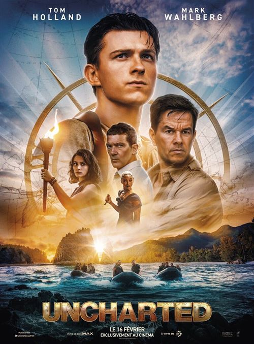 Affiche de Cinéma Originale - Uncharted - 2021 - Tom Holland, Mark Wahlberg - 120x160cm  -  reconditionné disponible sur Fnac