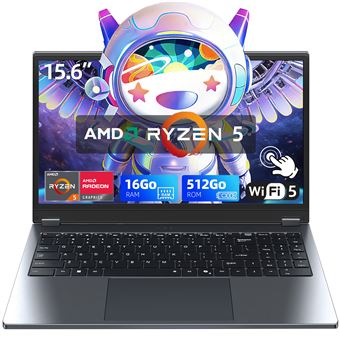 Ordinateur Portable 15,6" FHD - AMD Ryzen 5 7430U - 16Go RAM DDR4 - 512Go SSD - Écran Tactile 360° - Windows 11 Pro - 1