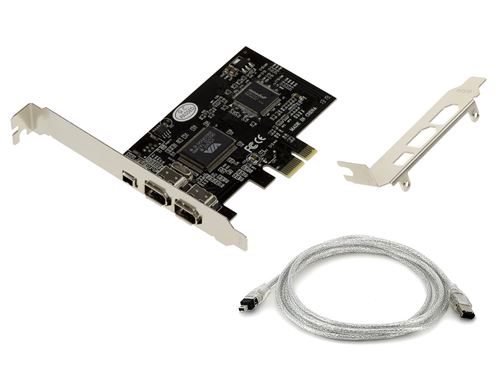 KALEA-INFORMATIQUE Carte contrôleur PCIe FireWire 400 IEEE1394a 3 Ports avec Chipset VIA6308 et ASM1083. Equerres High et Low profile, avec cordon Ilink.