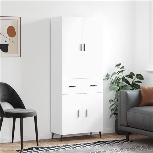 Non Communiqué Blanc Vidaxl Buffet Haut, Armoire De Rangement Avec Pieds, Meuble De Rangement, Organisateur Salon Salle De Séjour, Moderne, Bois D'ingénierie