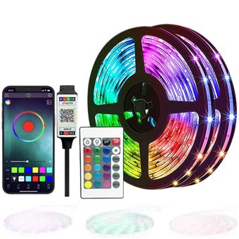 Ruban LED RGB 5050 - 5 mètre (30 LEDs) - Alimentation 5V USB + Bluetooth & Télécommande 24 boutons - 1