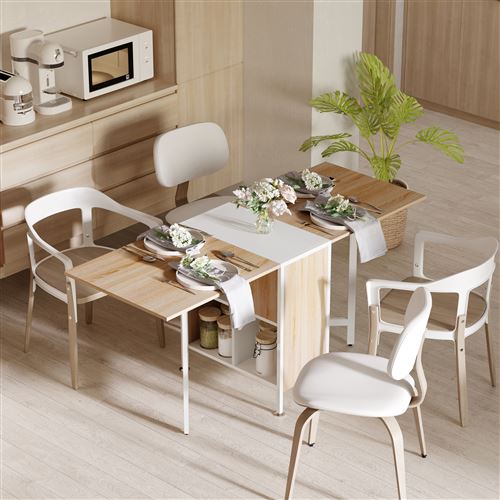 Table à Manger Pliante En Bois - 90x90 Cm, 2 Plateaux Rabattables, Pour 2 à 4 Personnes - Noyer