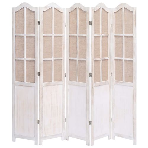 vidaXL Cloison de séparation 5 panneaux Blanc 175x165 cm Tissu